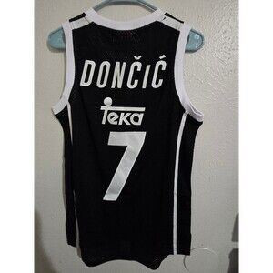 NWT Black Doncic Dončić #7*European Jersey*Size Small*Embroidered Stitch*Super!!